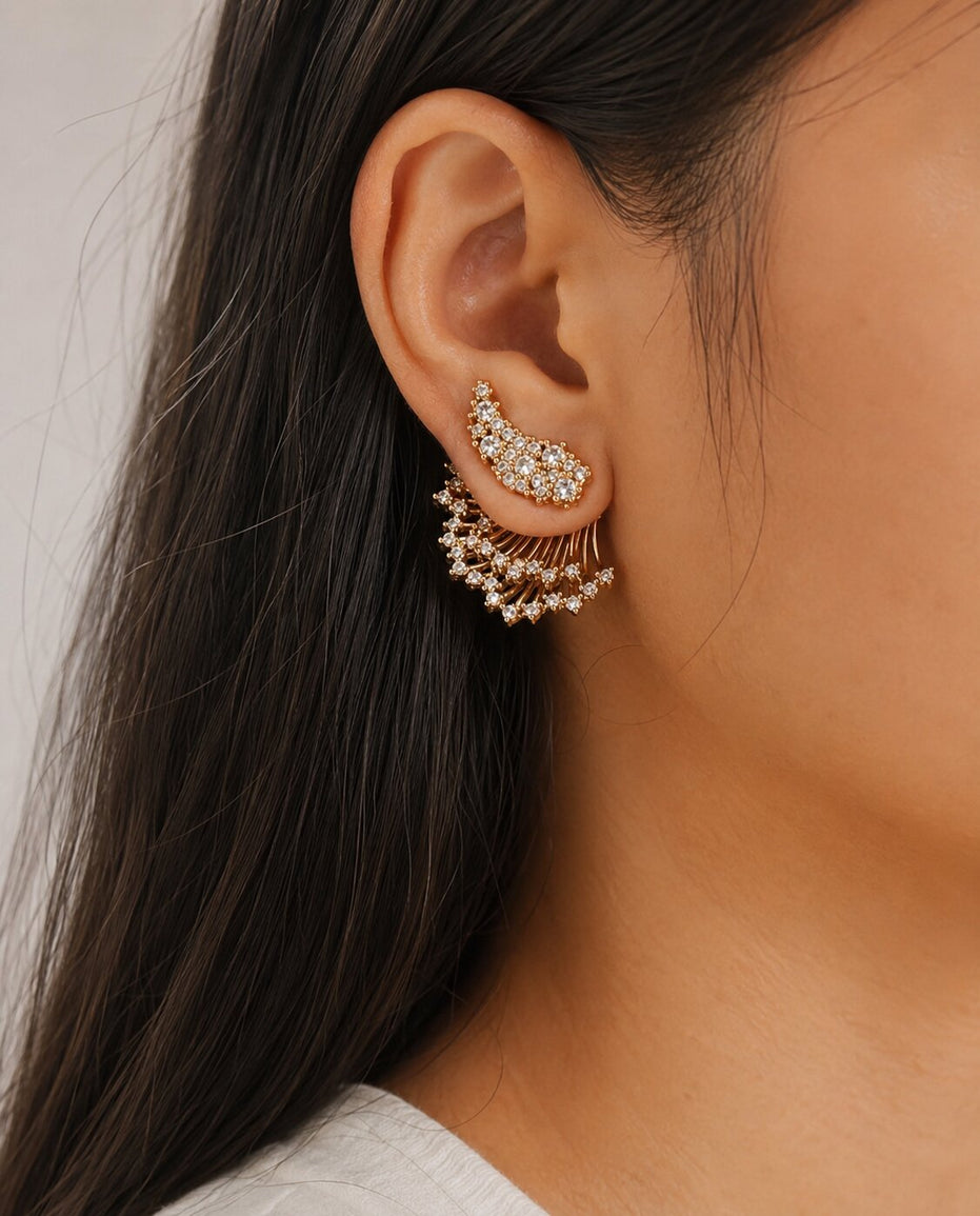 3-in-1 Wings AD Detachable Jacket Earrings