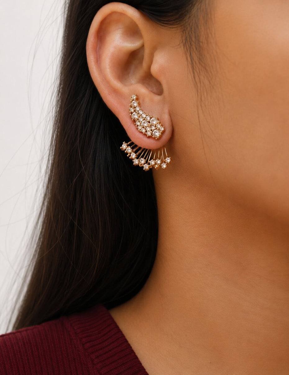 3-in-1 Wings AD Detachable Jacket Earrings