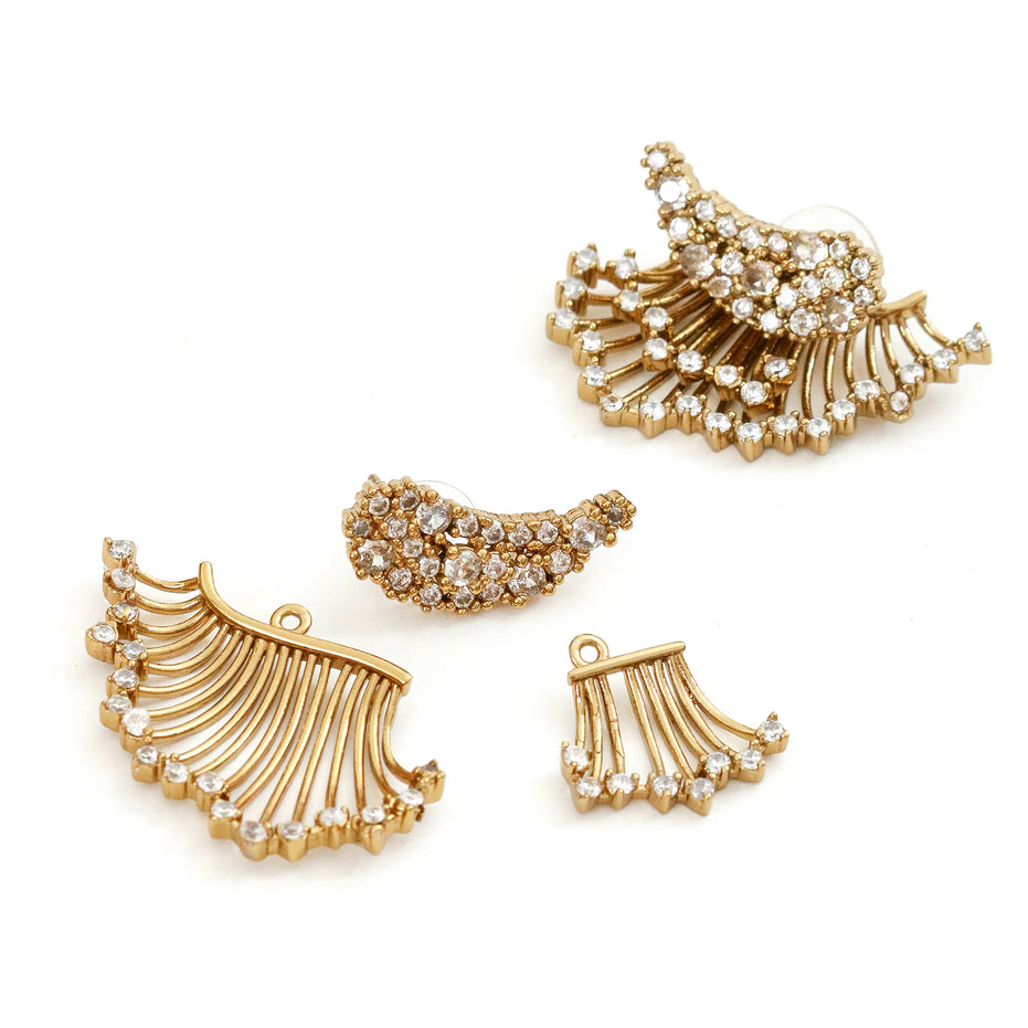 3-in-1 Wings AD Detachable Jacket Earrings