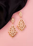 Elegant White Beaded Chandelier Gold Plated Earrings