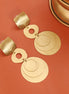 Brushed Finish Geometric Disc Drop Earrings