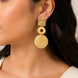 Brushed Finish Geometric Disc Drop Earrings