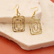 Gold Plated Geometric Rectangle Drop Earrings