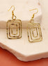 Gold Plated Geometric Rectangle Drop Earrings