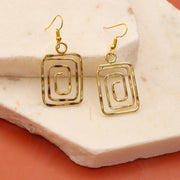 Gold Plated Geometric Rectangle Drop Earrings