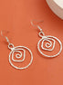 Rhodium Plated Spiral Drop Earrings with Textured Swirl Pattern