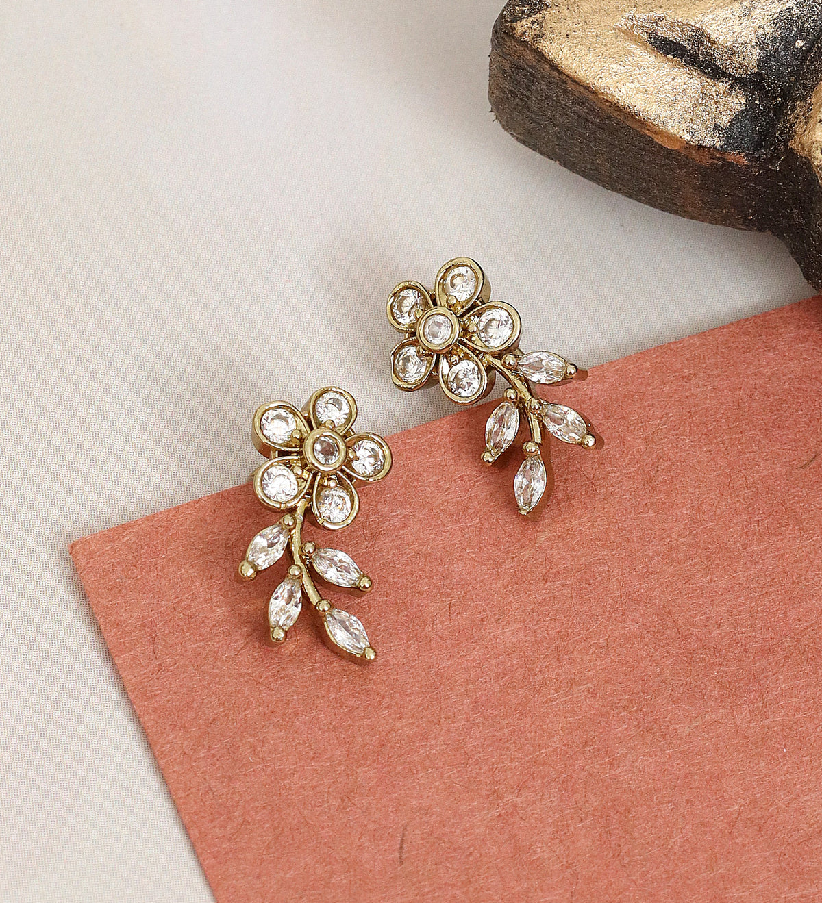 Mehendi Plated Floral Leaf Ear Cuffs