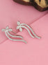 Rhodium Plated Graceful Floral Curve Ear Cuffs