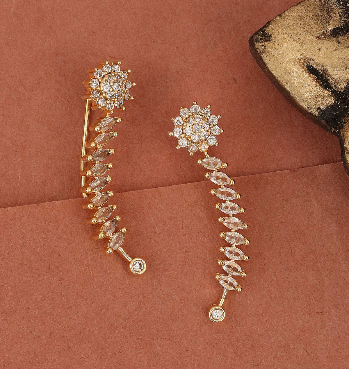 Gold Plated Elegant Floral Vine Ear Cuffs