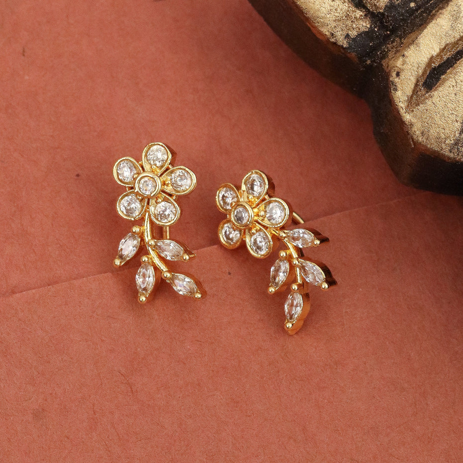 Gold Plated Floral Leaf Ear Cuffs
