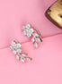 Rhodium Plated Floral Leaf Ear Cuffs
