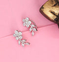 Rhodium Plated Floral Leaf Ear Cuffs