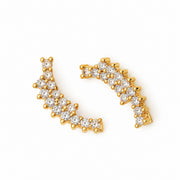Gold Plated Round CZ Cluster Pattern Ear Cuffs