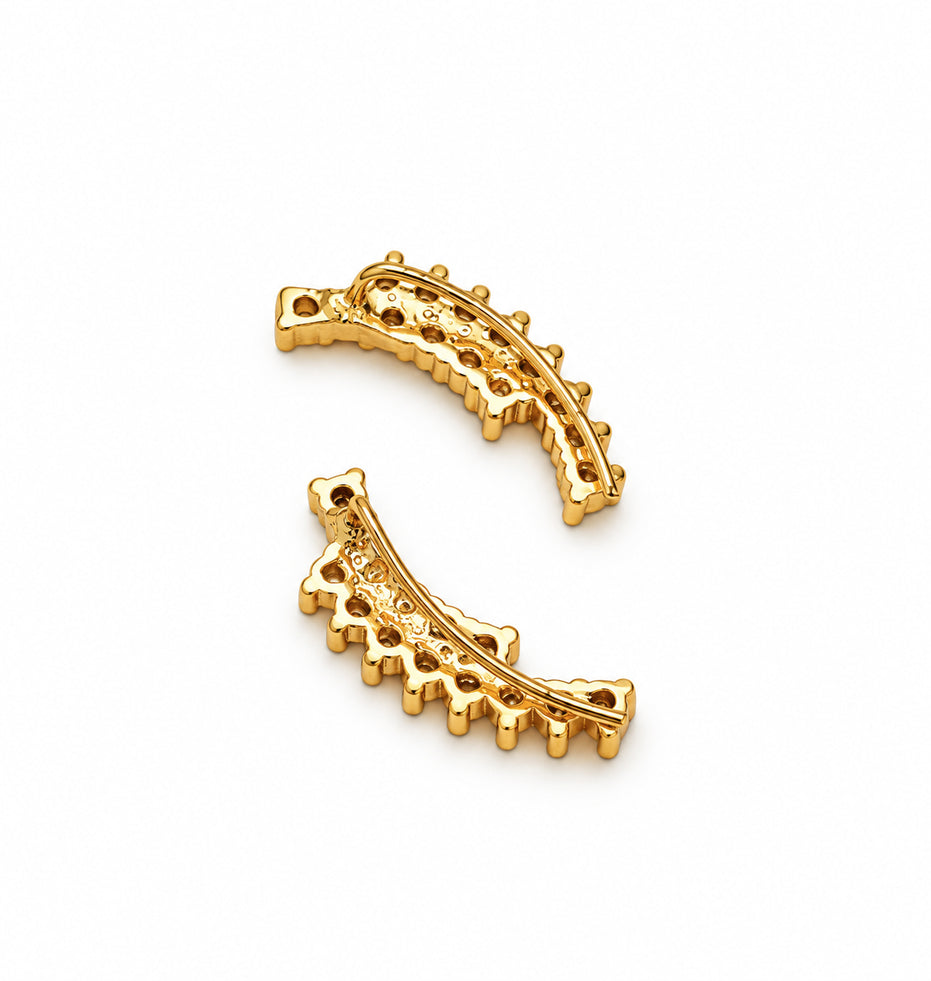 Gold Plated Round CZ Cluster Pattern Ear Cuffs