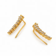 Gold Plated Round CZ Cluster Pattern Ear Cuffs