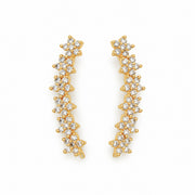Gold Plated Floral Cluster Crystal Ear Cuffs