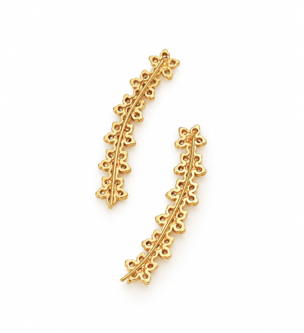 Gold Plated Floral Cluster Crystal Ear Cuffs