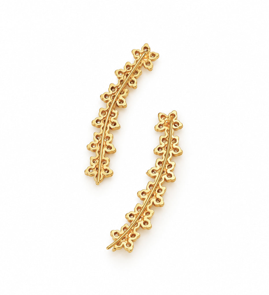 Gold Plated Floral Cluster Crystal Ear Cuffs