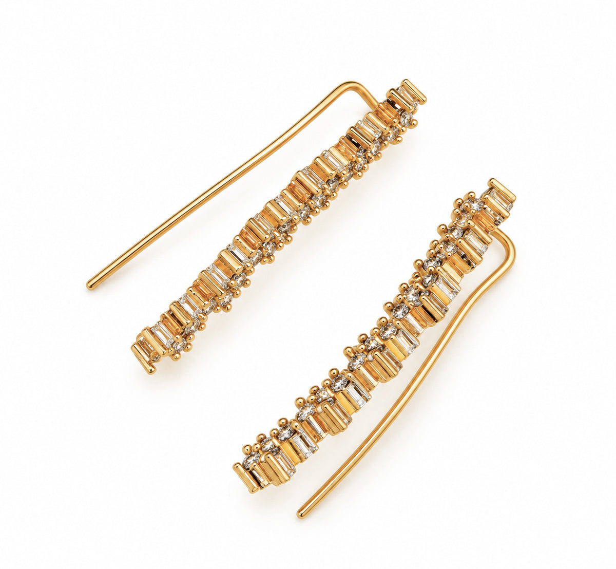 Gold Plated Floral Cluster Crystal Ear Cuffs
