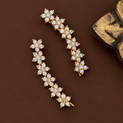 Gold Plated Floral Cluster Crystal Ear Cuffs