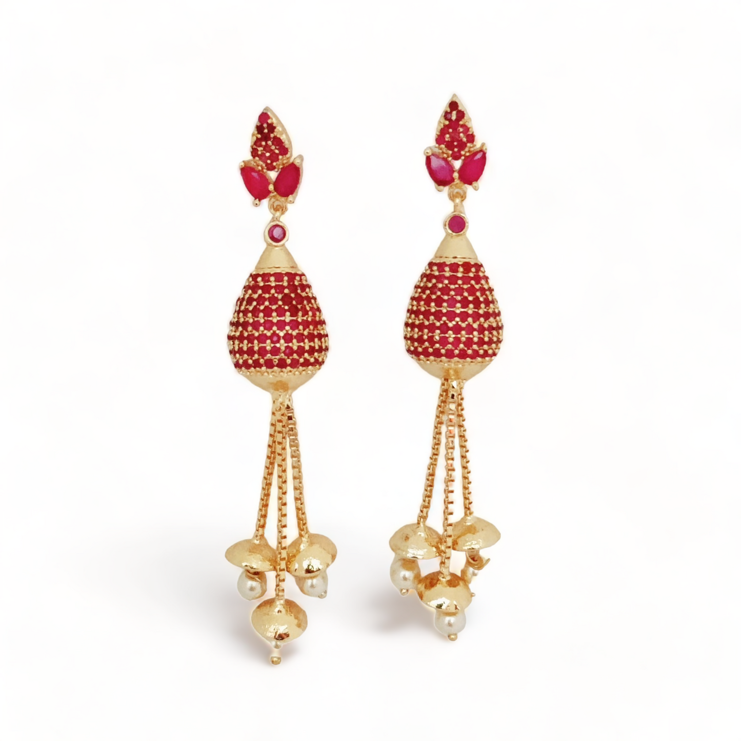 Opulent Ruby Elegance Earrings - Opal Touch