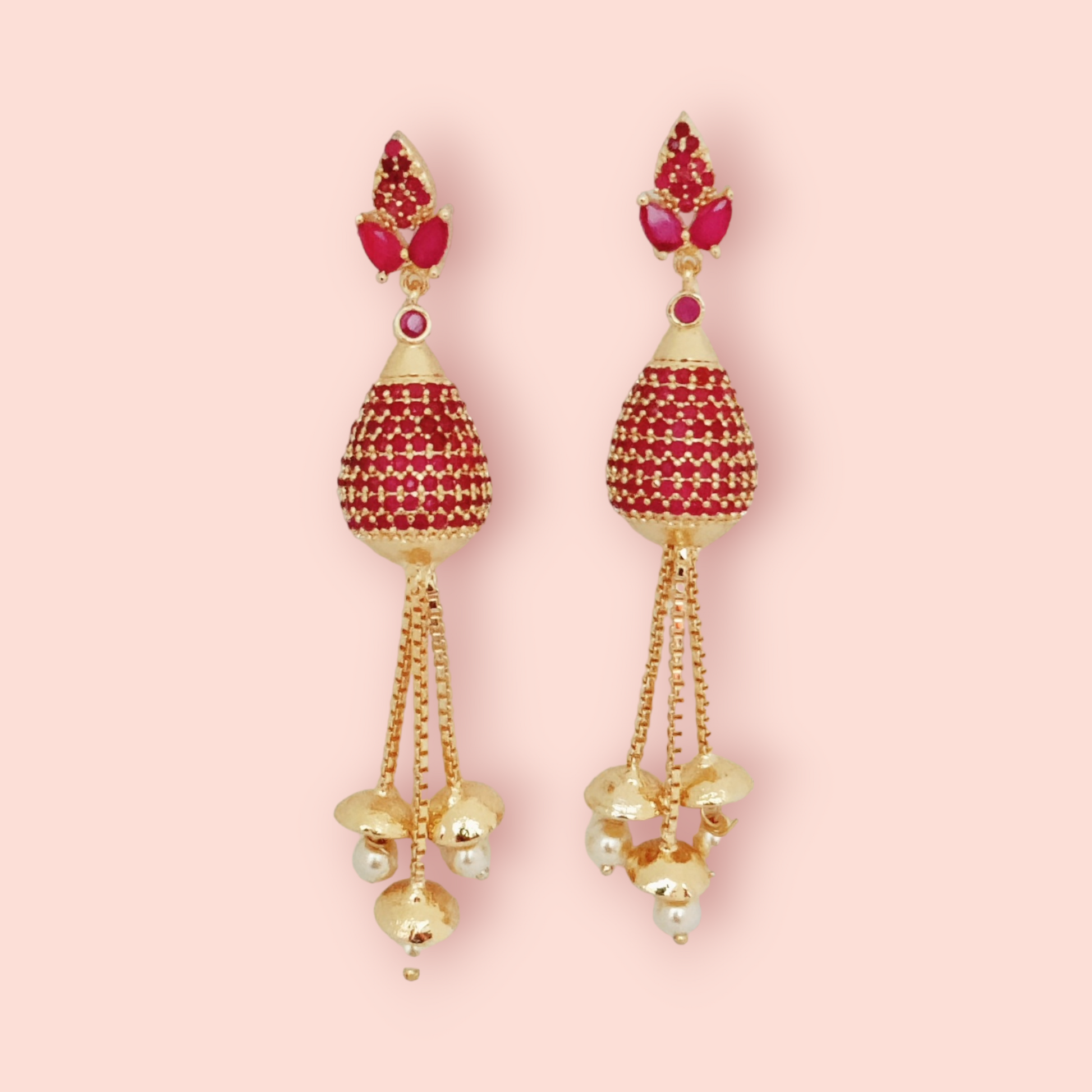 Opulent Ruby Elegance Earrings - Opal Touch