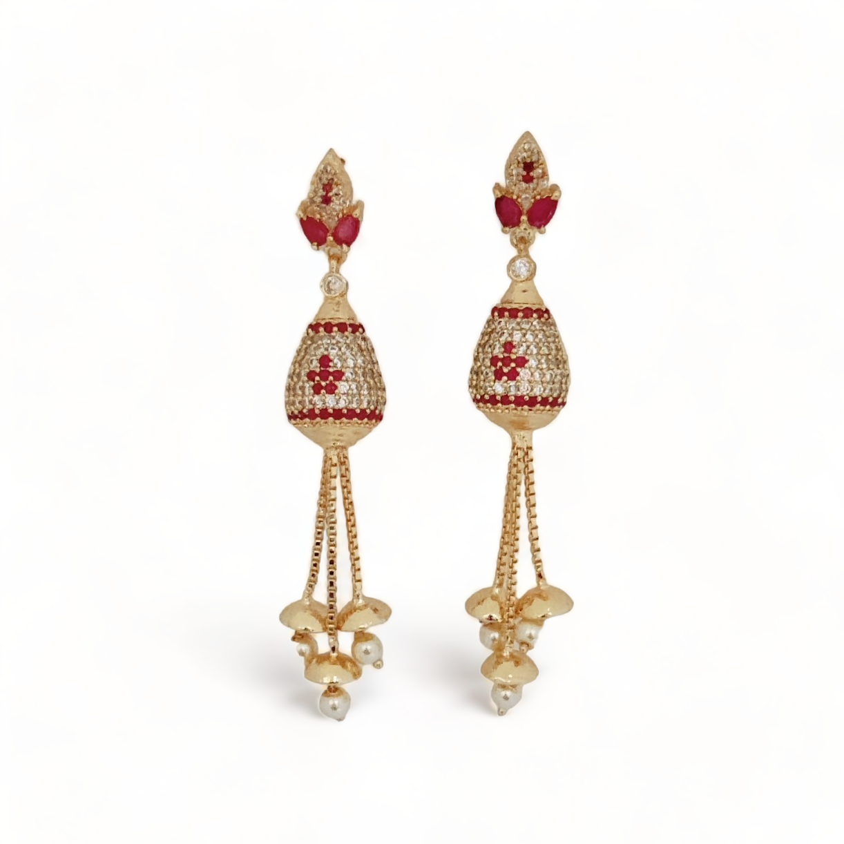 Opulent Ruby Elegance Earrings - Opal Touch