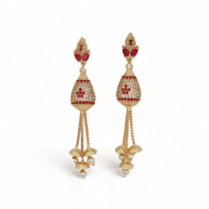 Opulent Ruby Elegance Earrings - Opal Touch