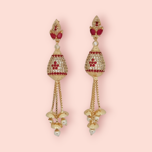 Opulent Ruby Elegance Earrings - Opal Touch