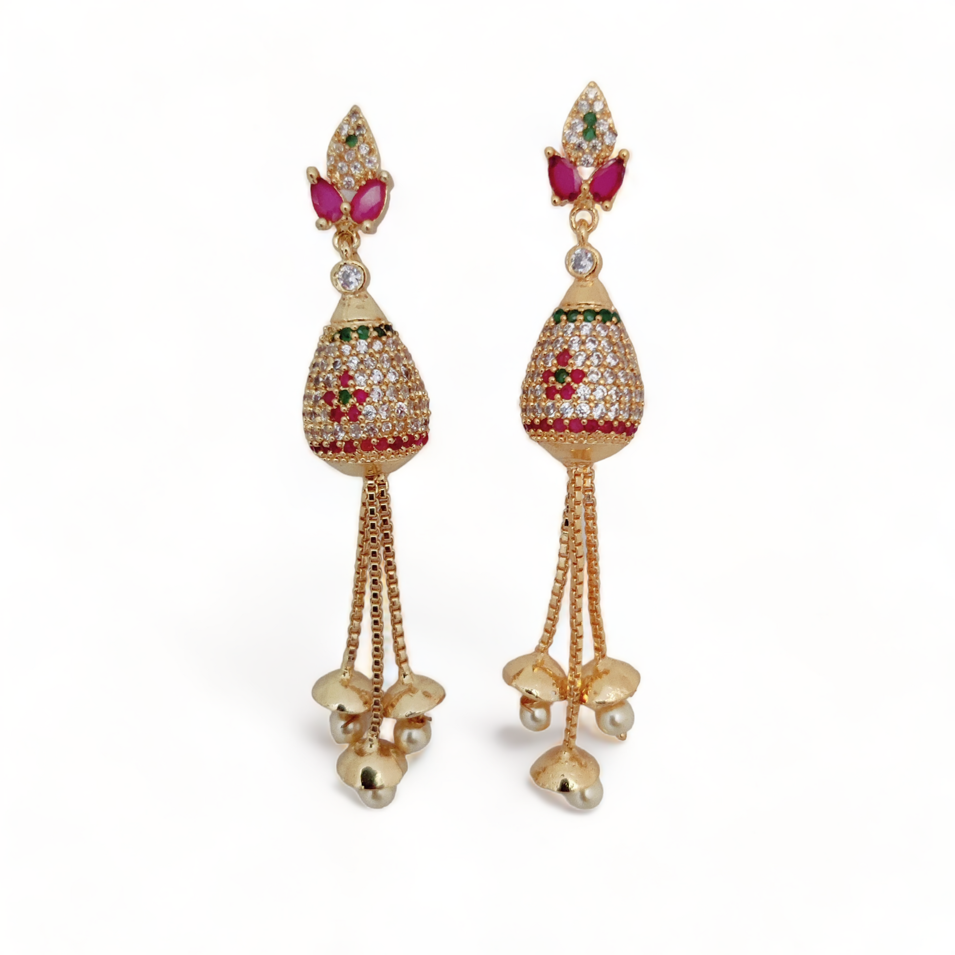 Opulent Ruby Elegance Earrings - Opal Touch