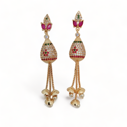 Opulent Ruby Elegance Earrings - Opal Touch