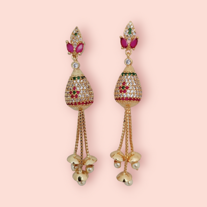 Opulent Ruby Elegance Earrings - Opal Touch