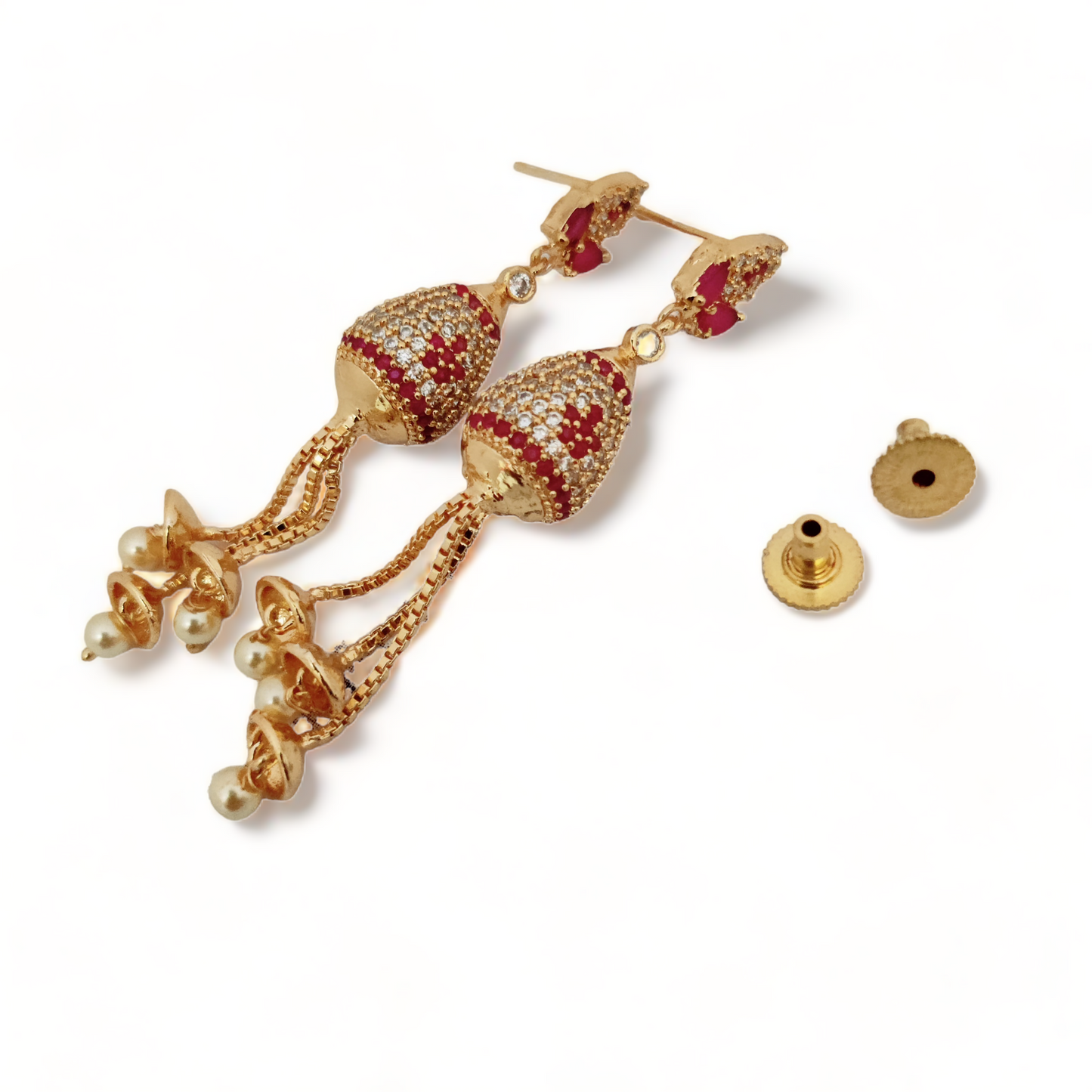 Opulent Ruby Elegance Earrings - Opal Touch