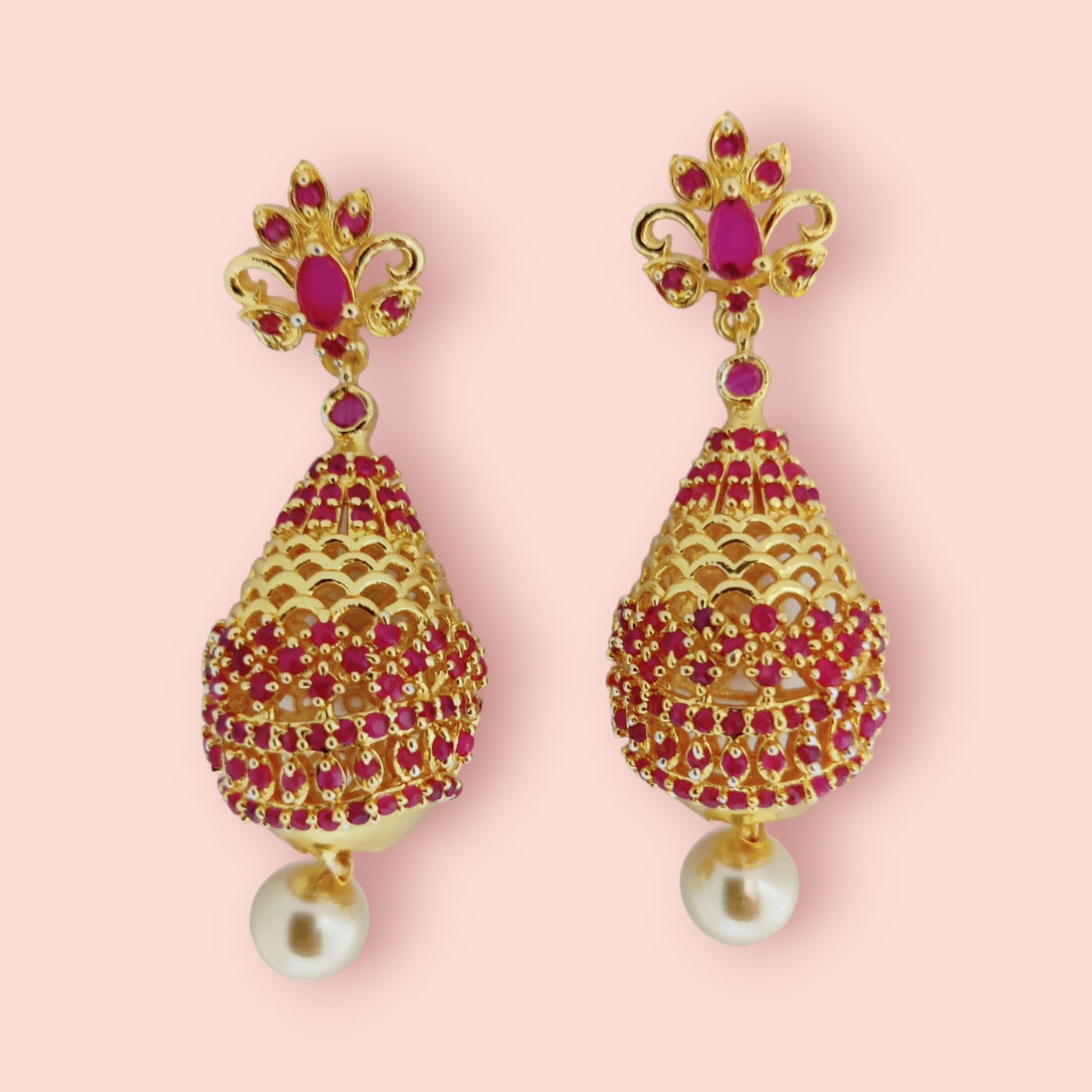 Opulent Crimson Sparkle Earrings - Opal Touch