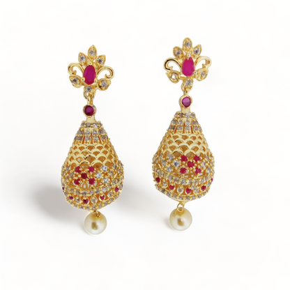 Opulent Crimson Sparkle Earrings - Opal Touch