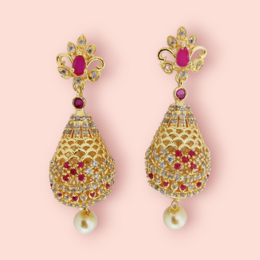 Opulent Crimson Sparkle Earrings - Opal Touch