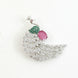 Rhodium Plated AD Multi-Stone Peacock Saree Pin
