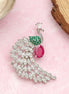 Rhodium Plated AD Multi-Stone Peacock Saree Pin