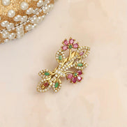 Elegant Floral Bouquet Mehendi -Plated Saree Pin
