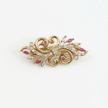Antique Mehendi Plated AD Peacock Saree Pin