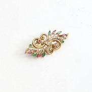 Antique Mehendi Plated AD Peacock Saree Pin