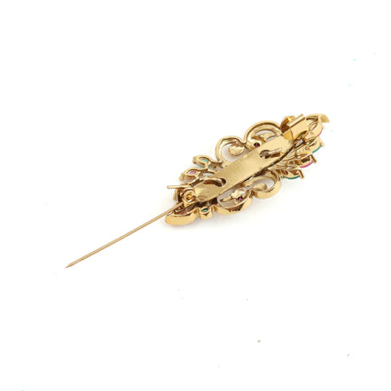 Antique Mehendi Plated AD Peacock Saree Pin