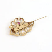 Elegant Antique Gold Plated Peacock Saree Pin