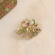 Elegant Antique Mehendi Plated Peacock Saree Pin