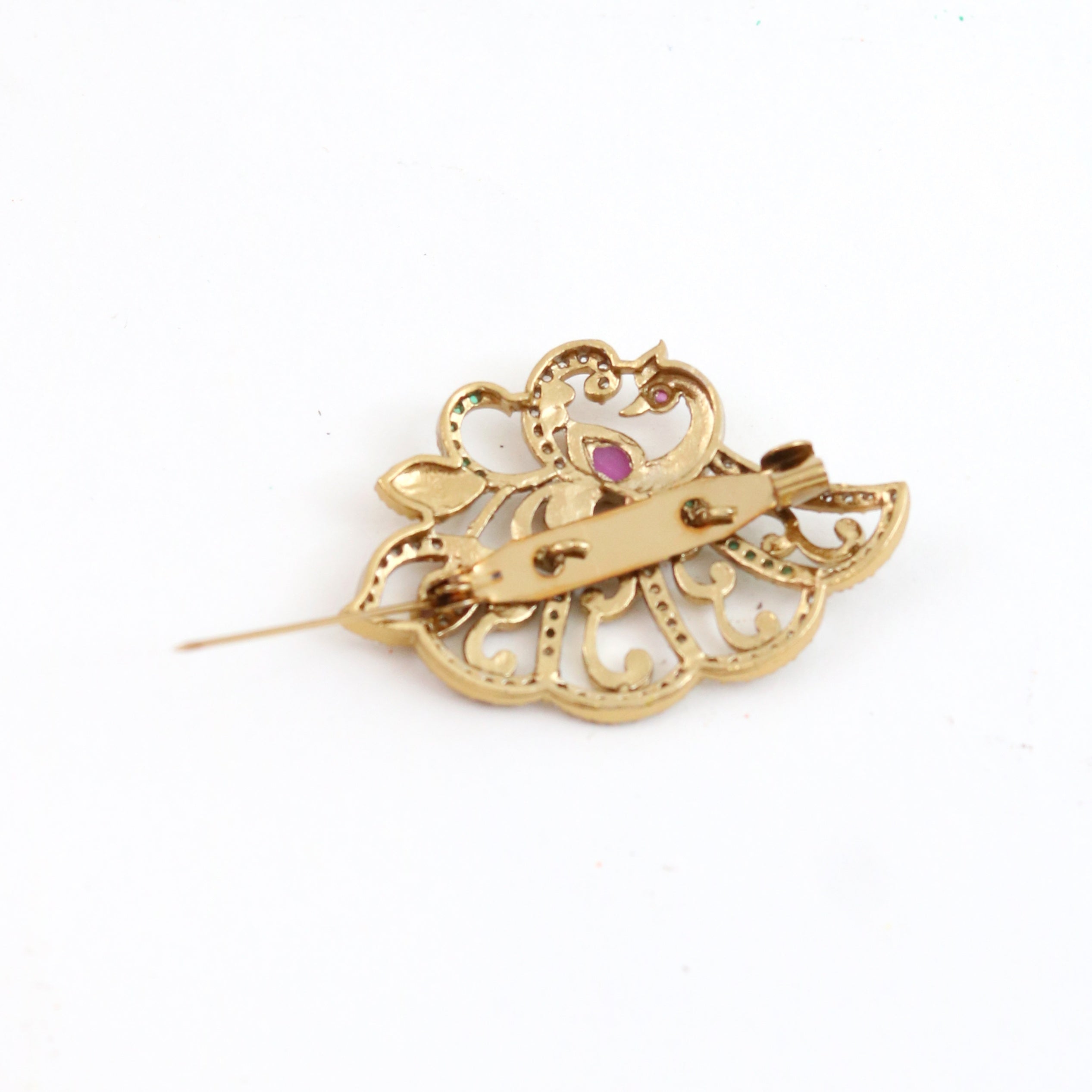 Elegant Antique Mehendi Plated Peacock Saree Pin