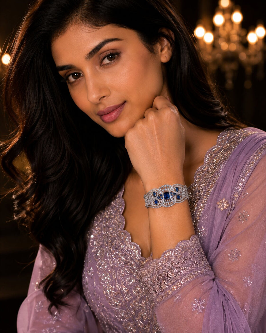 Glimmering Rhodium Plated Bracelet