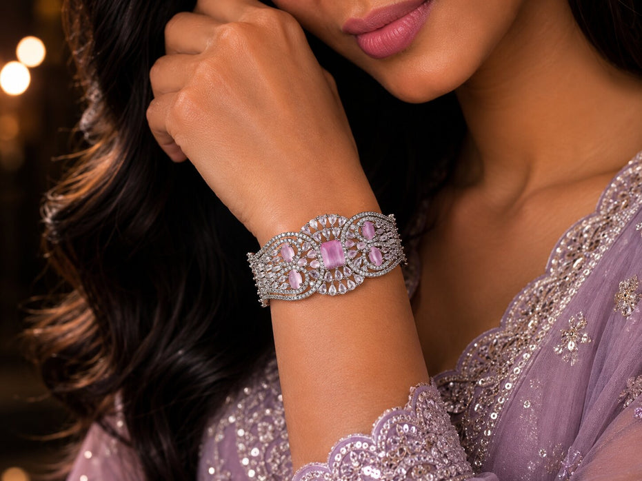 Glimmering Rhodium Plated Bracelet