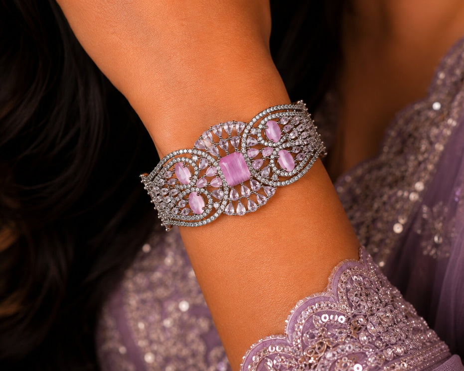 Glimmering Rhodium Plated Bracelet