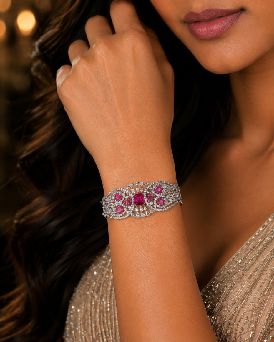 Glimmering Rhodium Plated Bracelet