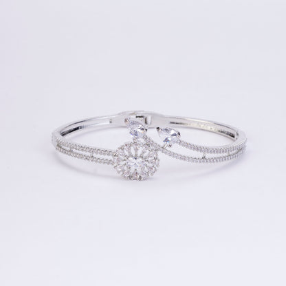 Floral Dazzling Rhodium Plated Bracelet